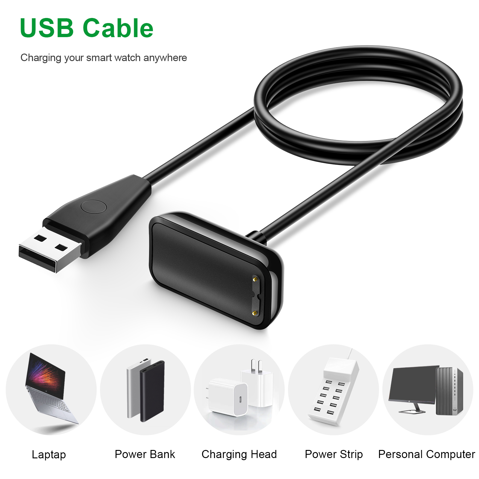 100 cm/50 cm USB-oplader voor Fitbit Charge 5 Oplaadkabel voor Fitbit Luxe USB-oplaadlader Dock met resetfunctie