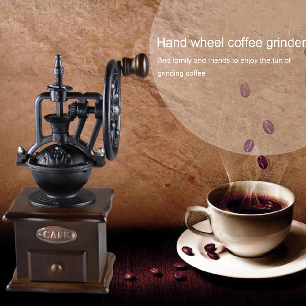 Manual Coffee Grinder Vintage Style Wooden Coffee Bean Mill Grinding Ferris Wheel Hand Coffee Maker Machine