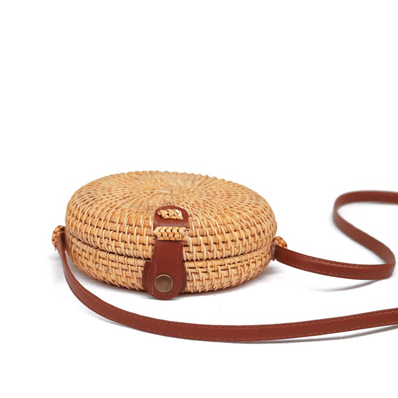 Retro style Women Hand-Woven Rattan Bag Lady Straw Purse Wicker Crossbody Beach Bag