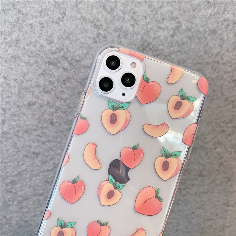 Cute Peach Painting Phone Case For Xiaomi Redmi Note 10 9 8 Pro Note 7 8t 9s 9 lite Back Cover Cartoon Clear Soft Funda