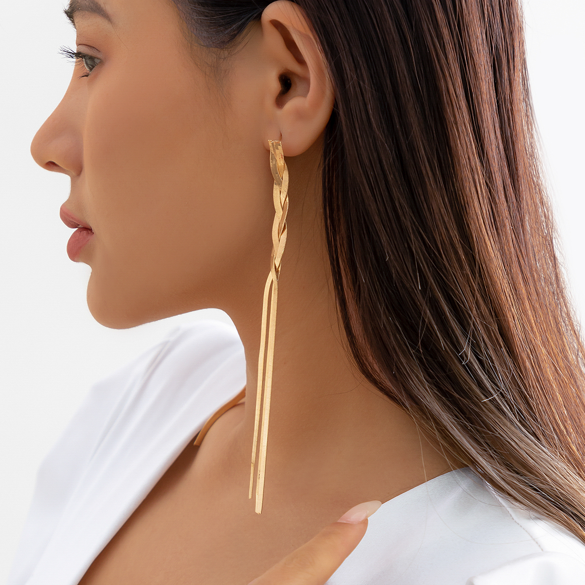 Ingemark Kpop-pendientes largos de cadena de serpiente para mujer, aretes colgantes Vintage de boda, accesorios de , joyería de