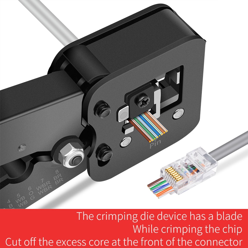 Cncob ez -rj45 crimpværktøj til 6p/rj11 og 8p/rj45 crimp, cut, strip værktøj multifunktionelt crimp værktøj til ethernet kabel til telefonlinje