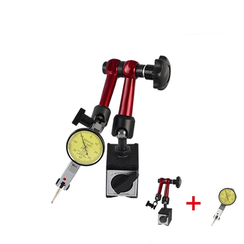 0-0.8mm Precision Dial Gauge Indicator Accuracy Measuring Gauging Tool Flexible Magnetic Base Holder Stand with Suction Magnetic