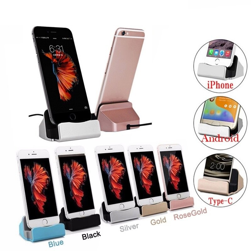 USB Schreibtisch Ladegerät Für Samsung S8 Xiaomi Huawei LG HTC Android Telefon Mikro Typ-C iPhone Dock Ladegerät Docking Bahnhof Ladung