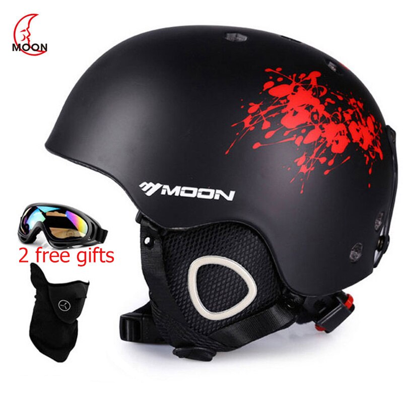 MOON Skiing Helmet with 2 Winter Adult Men Snowboard Skateboard Equipment Sports Safety Ski Helmets for men with goggles