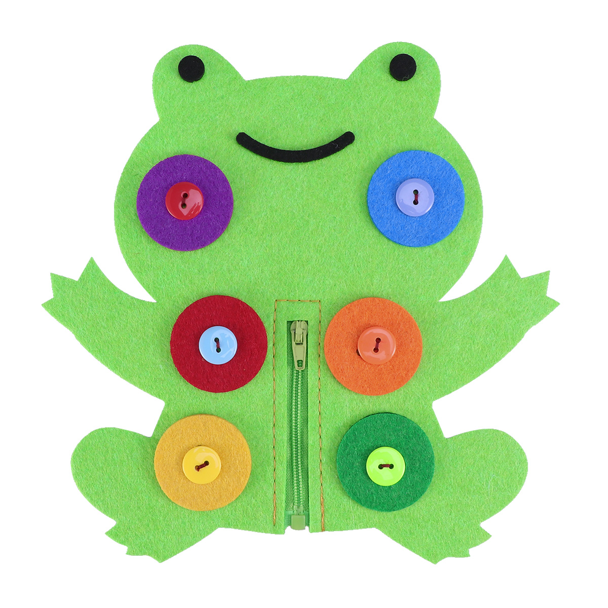 Non-woven Knop Hand-Made Zipper Speelgoed Onderwijs Aid Early Learning Onderwijs Speelgoed (Kikker)