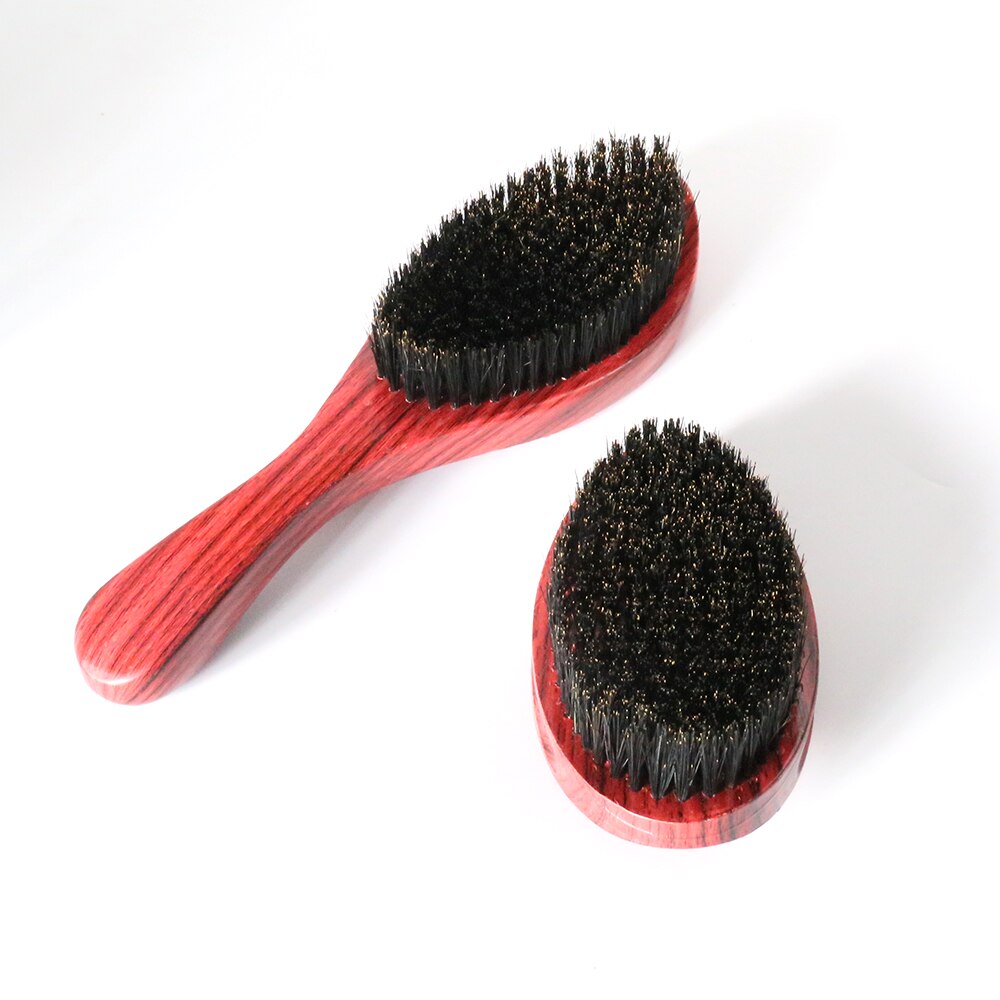 DREWTI-cepillo de pelo de caoba de mango corto para hombres africanos, peine de ondas, cerdas de jabalí, cepillo Afro de peluquería, 360 de onda, medio duro
