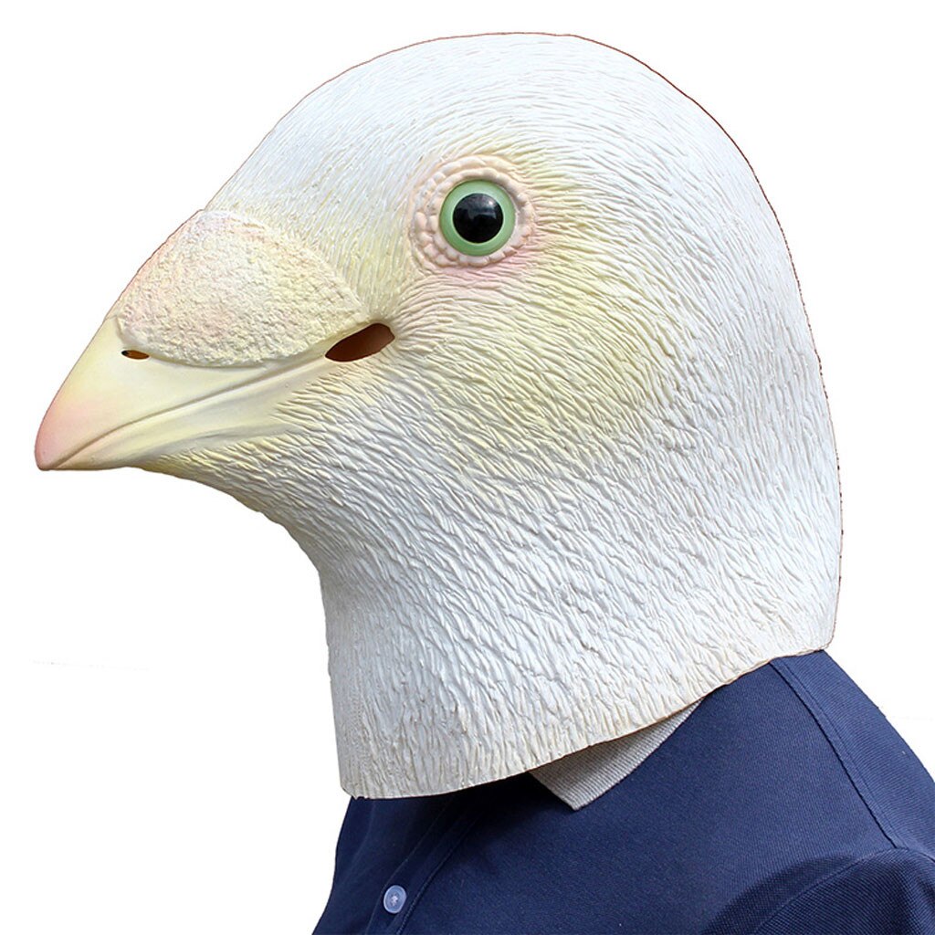Hvid fugl fuld hovedbeskyttelse stænksikker maske latex cosplay fest prop latex maske hvid due cosplay legetøj maske