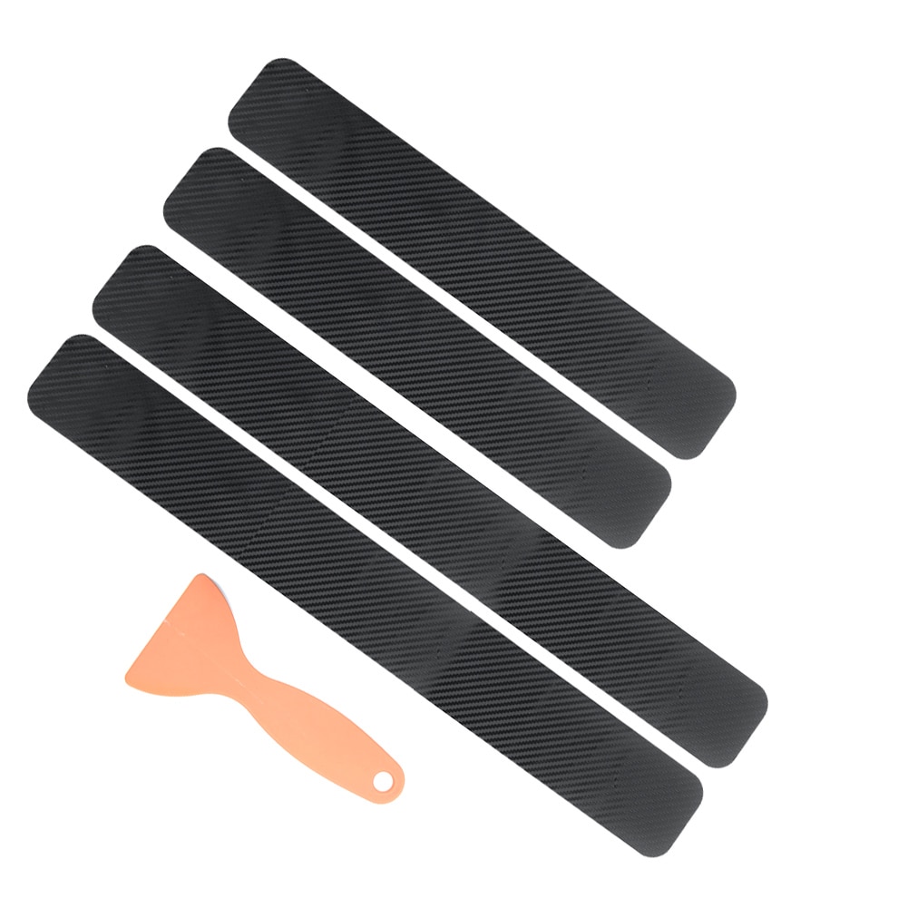 4 Stuks Set Instaplijsten Protector Stickers Zwart 3D Carbon Fiber Instaplijsten Panel Praktische