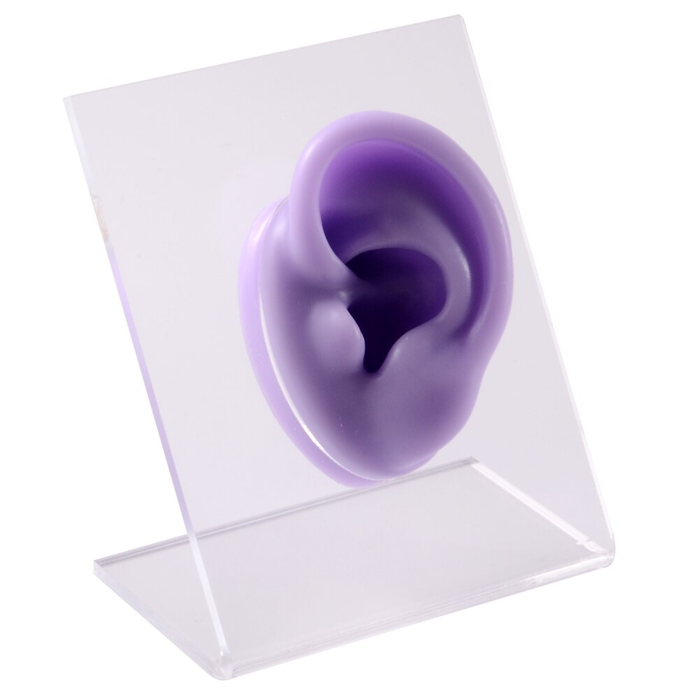 Modello di naso dell&#39;orecchio in Silicone con bordo trasparente pratica professionale piercing strumenti orecchini orecchini a bottone Display può essere riutilizzato gioielli: Purple Left
