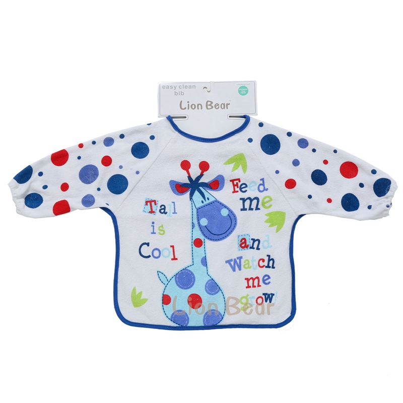 Apron baby bibs for babies Cotton waterproof Long Sleeve Smock Saliva Burp Cloth infant 6-24 Month kid baby feeding Accessories: 08302