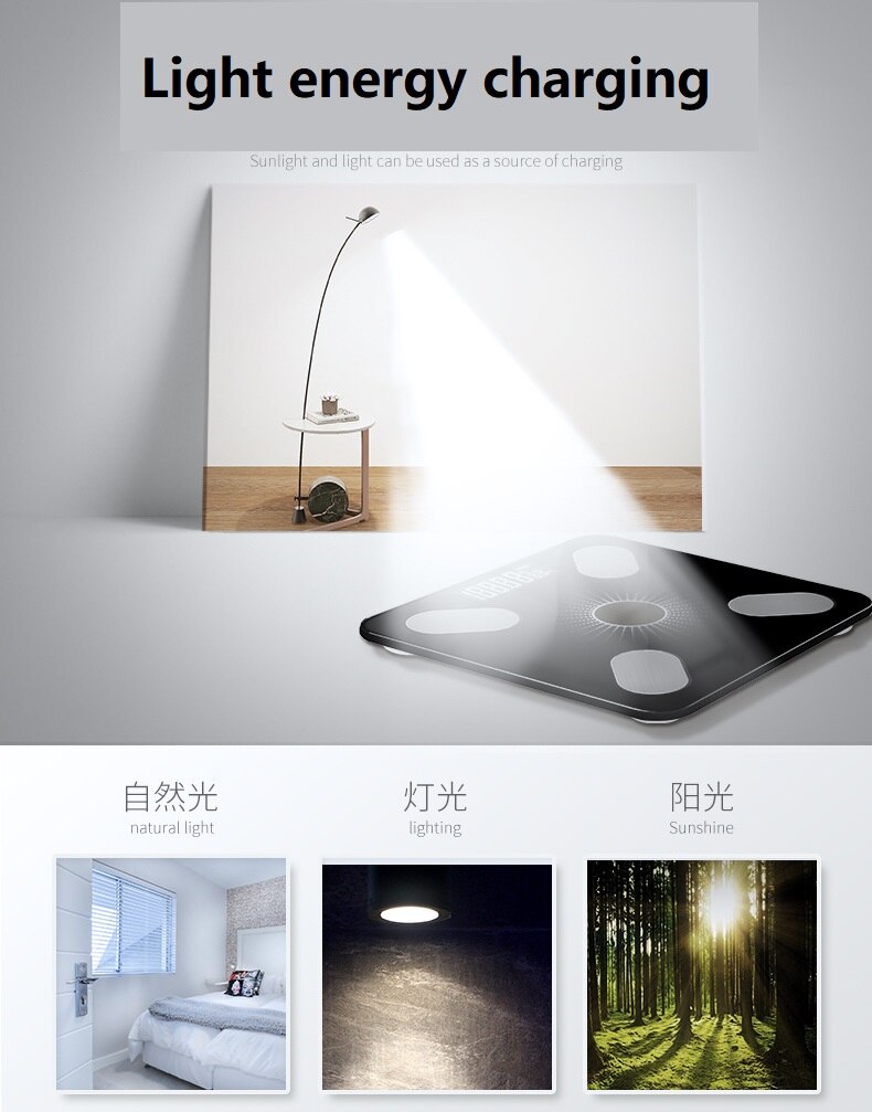 Neueste Körper Fett Skala Boden Solar- Gewicht Skala Clever Elektronische LED Digital Gewicht Schlecht Gleichgewicht-Bluetooth Smartphone APP