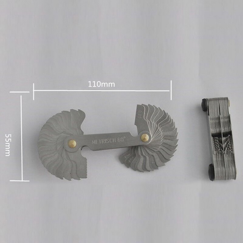 55/60 Degree Metric Inch Thread Plug Gauge Gear Tooth Screw Pitch Gauges Measuring Carbon Steel Center Measurement Lathe Combina