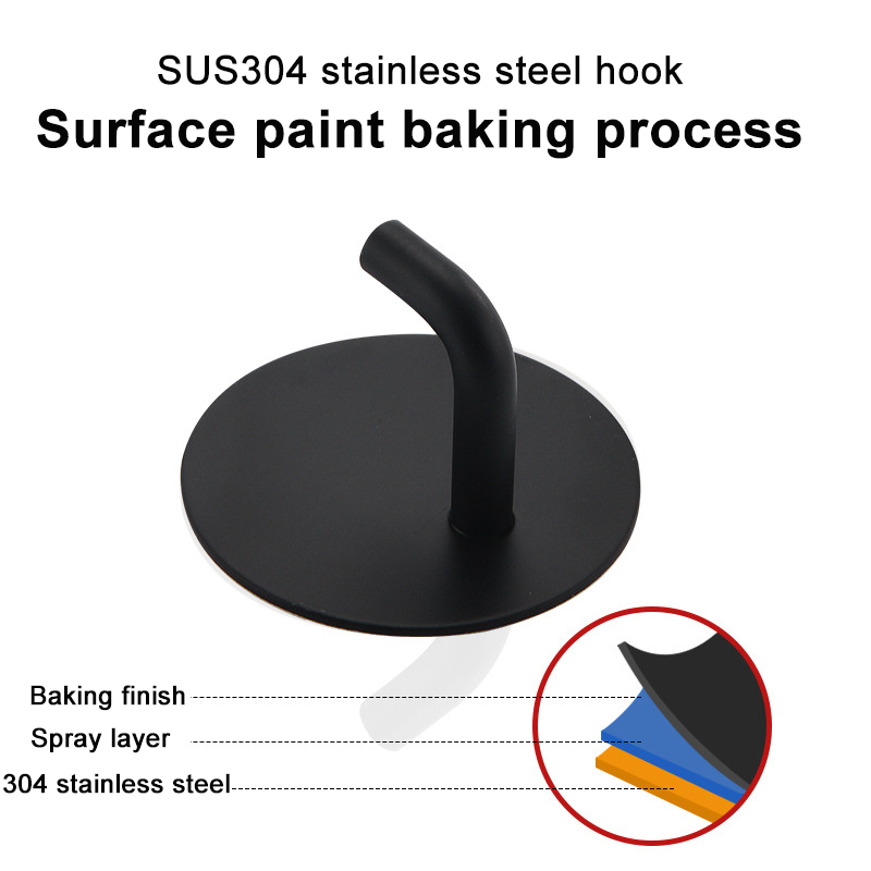 1PC SUS304 Robe Hooks Strong Self Adhesive Bathroom Stainless Steel Hook Wall Hangers Coat Towel Rustproof Hooks Kitchen Hardwar