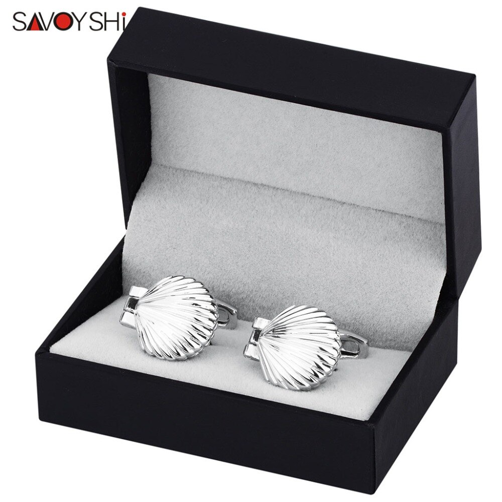 Savoyshi Manchetknopen Voor Heren Shirts Manchetten Novelty Clam Shell Model Manchetknopen Mannelijke Sieraden Gratis Graveren Naam: Cufflinks with box A