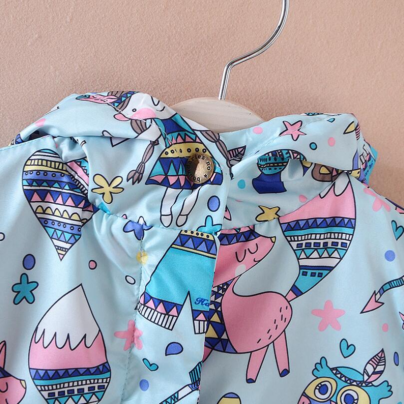 Meisjesjas herfst meisje vogel doodle print jas kinderen windjack meisjes vrijetijdskleding jas 3-7