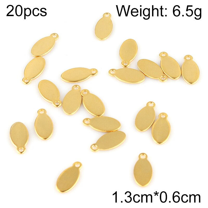 20 Stks/partij Hanger Sieraden Maken Rvs Hangers Stempelen Dog Tags Charms Diy Ketting Hanger Sieraden Vinden Groothandelaren: Licht Geel Goud Kleur