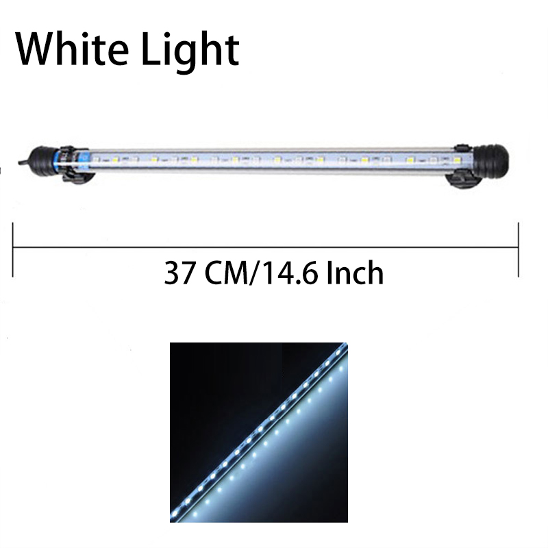 Gako Aquarium Licht LED Wasserdicht Aquarium Licht Unterwasser Fisch Lampe Aquarien Dekor Beleuchtung Anlage Lampe: 37CM Weiß
