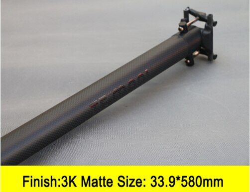 TEMANI-tija de sillín de bicicleta 3K T800, de carbono completo, BMX/plegable, tubo de bicicleta ultraligero, recta, /33,9x34,9mm, 580: Rojo