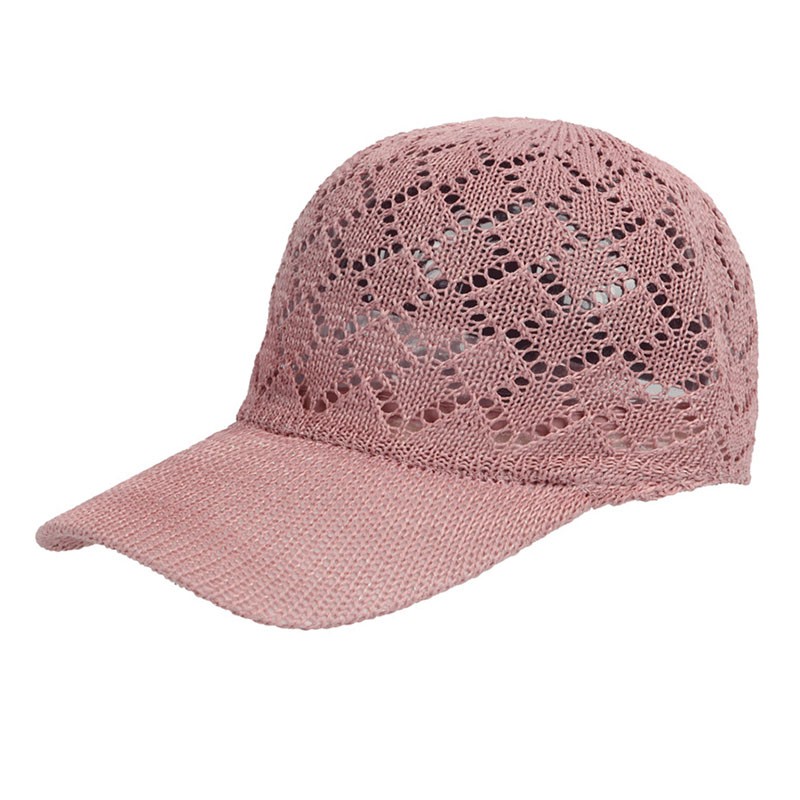 Summer Mesh Knitted Baseball Cap For Women Hollowed Breathable Outdoor Casual Sun Protection Girl Retro Snap Back Hat