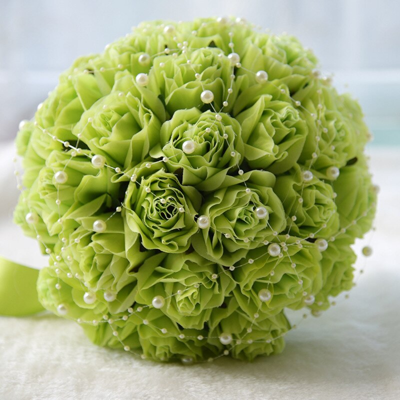Rose Wedding Bouquets Handmade Bridal Flower Wedding Party Wedding Accessories Flowers Pears beaded with Ribbon S127