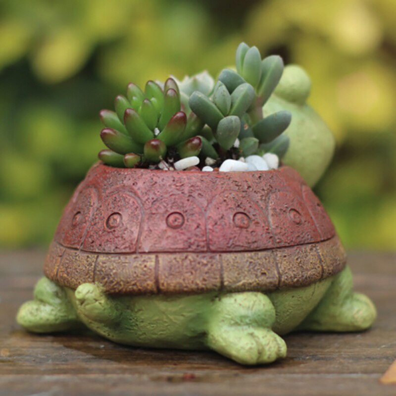 1PC Cartoon Turtle Flower Pot Planter Succulents Green plant Desktop Animal Vase for Mini Bonsai Home Garden Decor Turtle