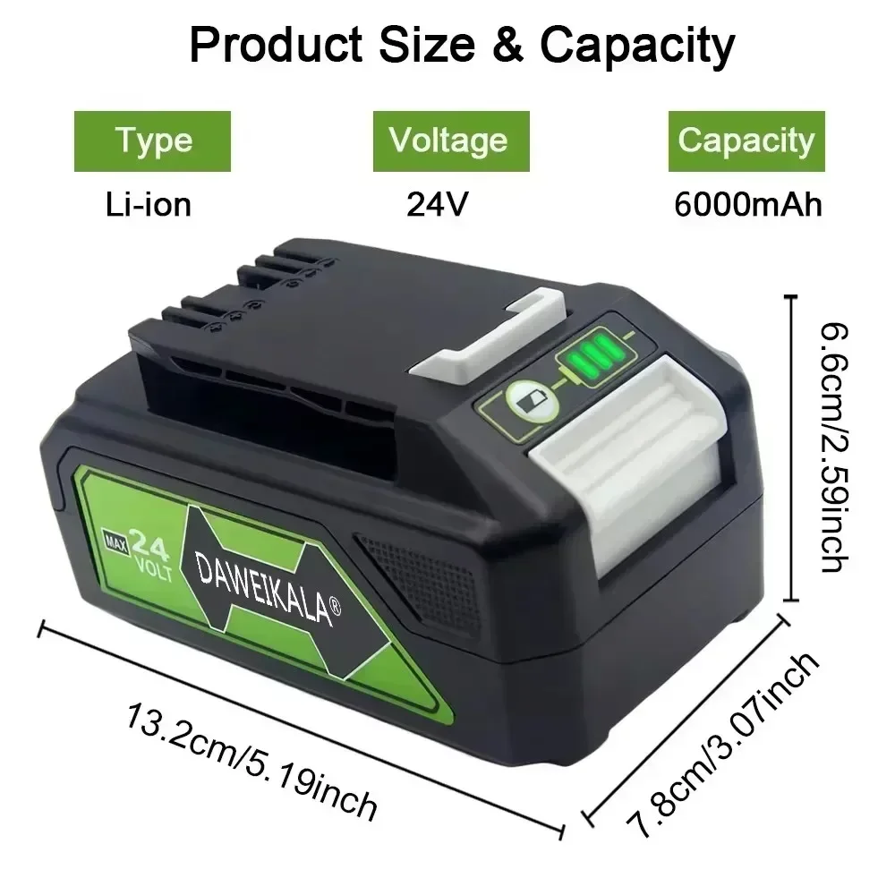 För greenworks 24v 6.0ah litiumbatteri greenworks batteri för greenworks 24v 48v verktyg  mo24 b 410 mo48 l 4211 ht24 b 210 21342