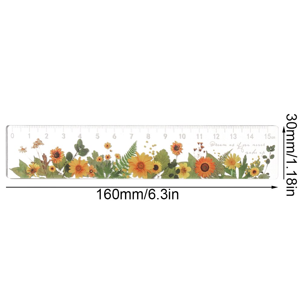1PC 15cm Daisy Rose Pattern Ruler DIY Drawing Tools Student Flower Rulers Double-duty Multifunctional Ruler School Office Supply