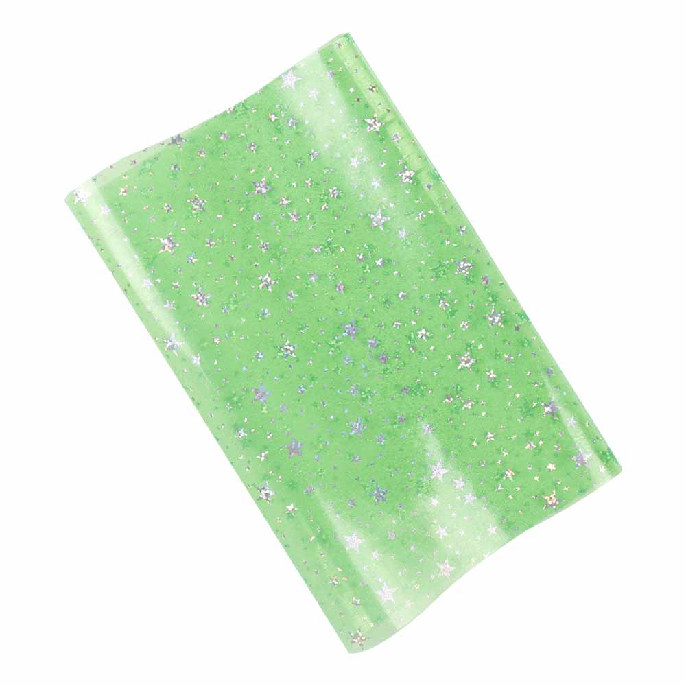 Jojo Bows 22*30Cm Transparante Pvc Synthetisch Leer Stof Gedrukt Dot Blingbling Ster Blad Voor Diy Hoofddeksels Haar bows Materiaal