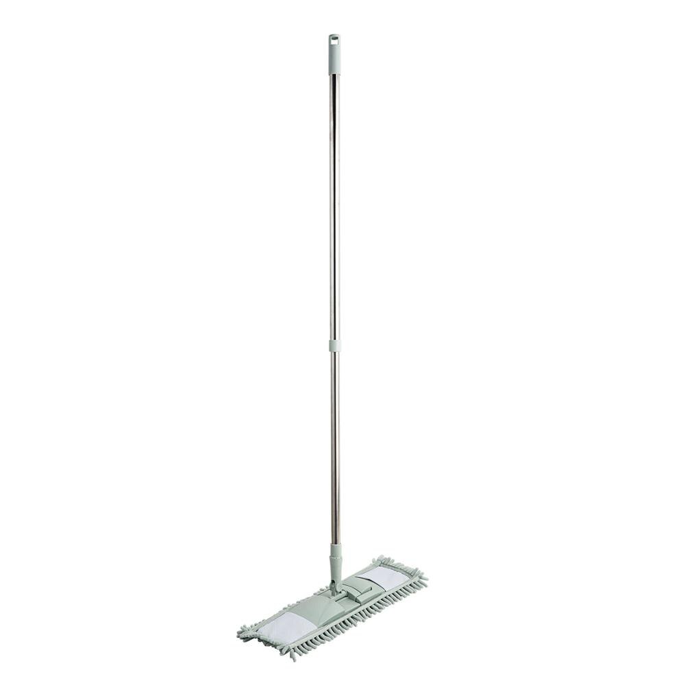 Stainless Steel Handle Chenille Flat Mop Household Rotating Wiper Duster Cleaning Cloth Lazy Mops Floor Sweeper Cleaning Tools: GREEN mop