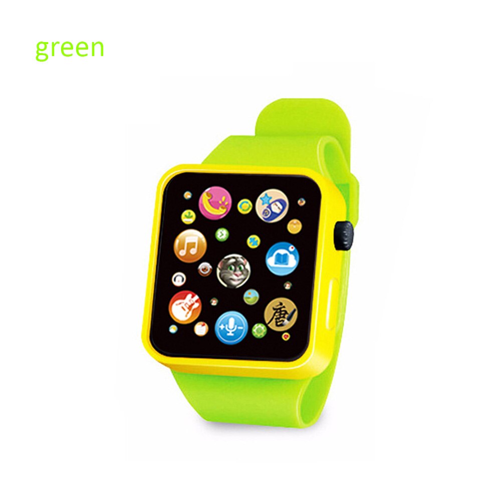 Kalender & Tijd smart watch Kinderen Vroege Onderwijs Speelgoed Polshorloge 3D Touch Screen Muziek Slimme Onderwijs Baby speelgoed rinkelen kids: green