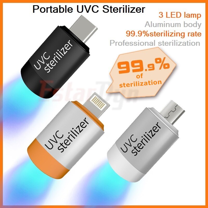 Portable Phone UV Sterilization Lamp Disinfect Bacterial USB UVC Sterilizer Light Handheld Mites Lights For Android For iphone