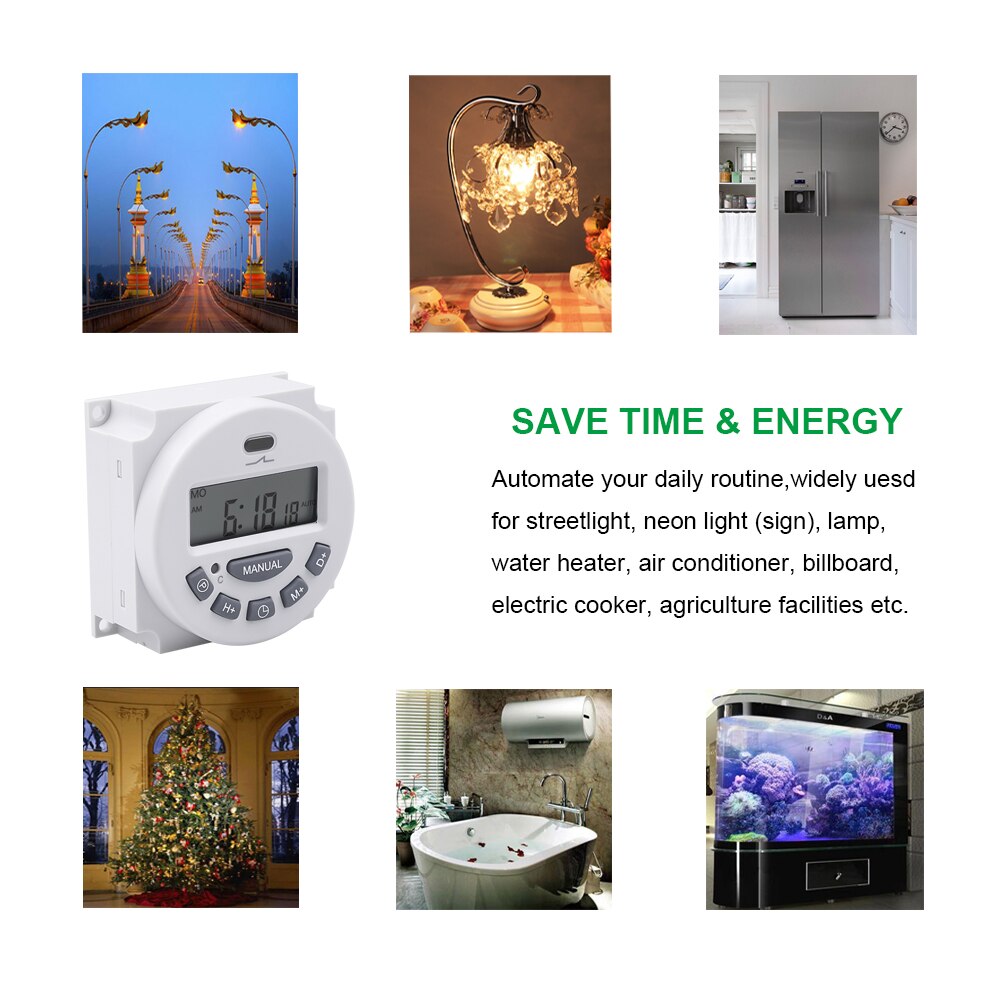 Digitale Lcd Timer Schakelaar Socket 220V 110V 12V Ondersteuning Timer Programmeerbare Tijdrelais Controle Wekker Licht tijdschakelaar