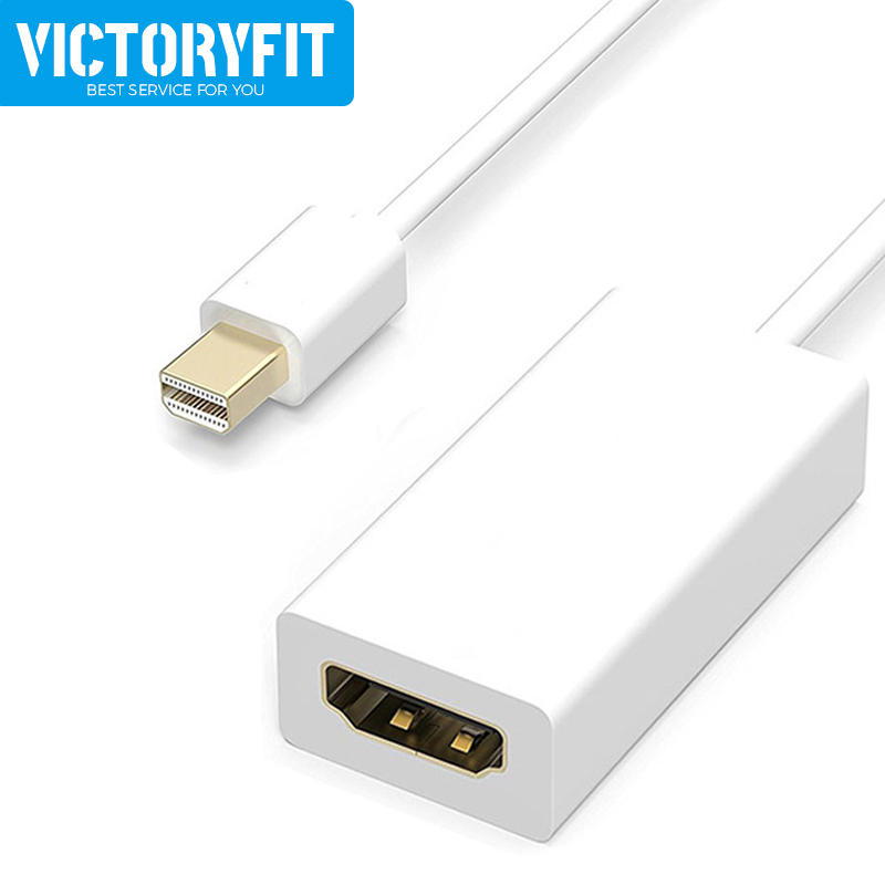 Mini dp til hdmi-kompatibelt 1080p hd-kabel til macbook air 13- adapter mini displayport til hdtv-projektorskærm bærbar computertilbehør: Hvid