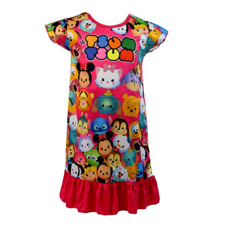 Kids Meisjes Nachthemd Zomer Cartoon Print Korte Mouw Nachtjapon Kinderen Casual Nachtkleding Gewaad 3-9Years