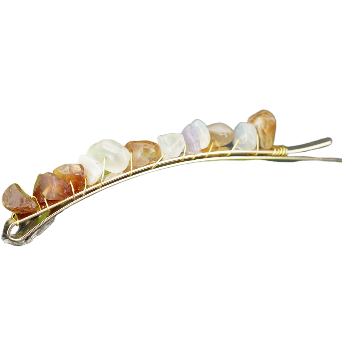 Women Hair Clip Pin Handmade Chip Gemstone Barrettes Hair Grips Accessories Crystal Bobby hairpin Girls Headwear: Pink
