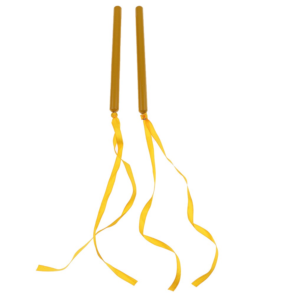 2Pcs Rhythm Sticks With Coloured Ribbon Percussion For Children: Yellow
