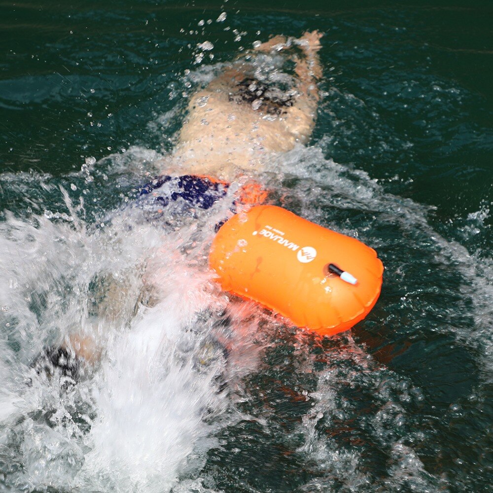 Svømning bøje enkelt pvc airbag svømning redningskrans bøje vandtæt oppustelig svømning drevpose forhindre drukningskugle