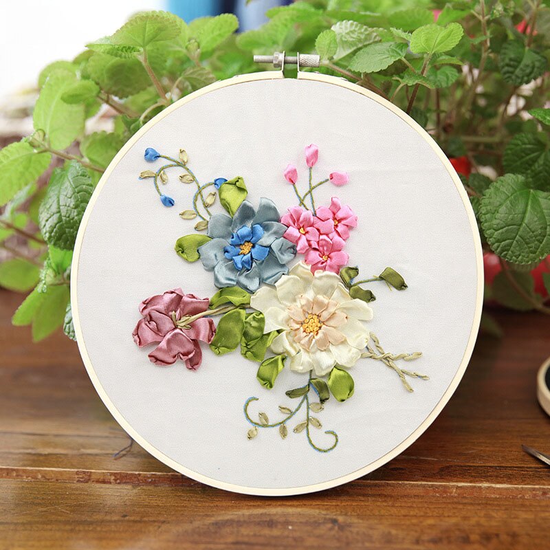 Ribbon Flower Embroidery Kit for Beginner Handwork Needlework Cross Stitch Set Swing Art Handmade Craft Wall Painting Home Decor: 3