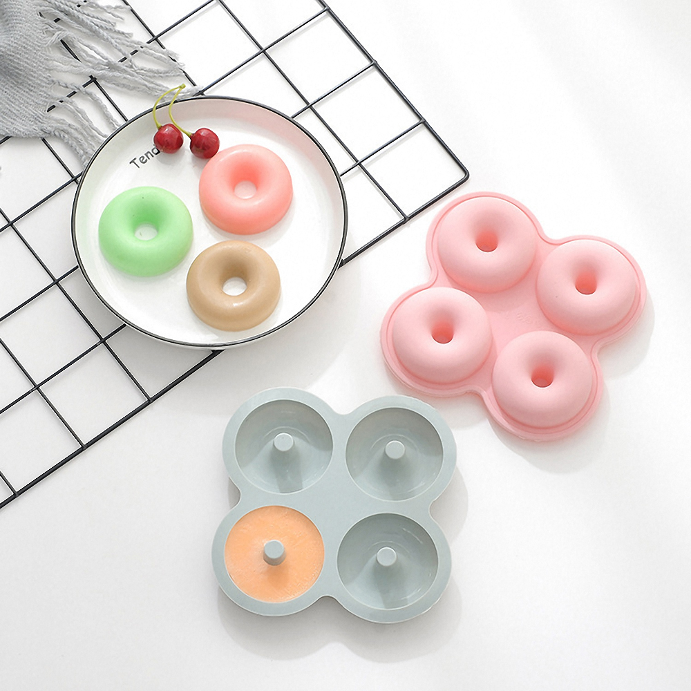Diy 4 hulrum donut silikone form bagels muffins donuts maker non-stick wienerbrød chokolade kage dessert bradepande bagværk