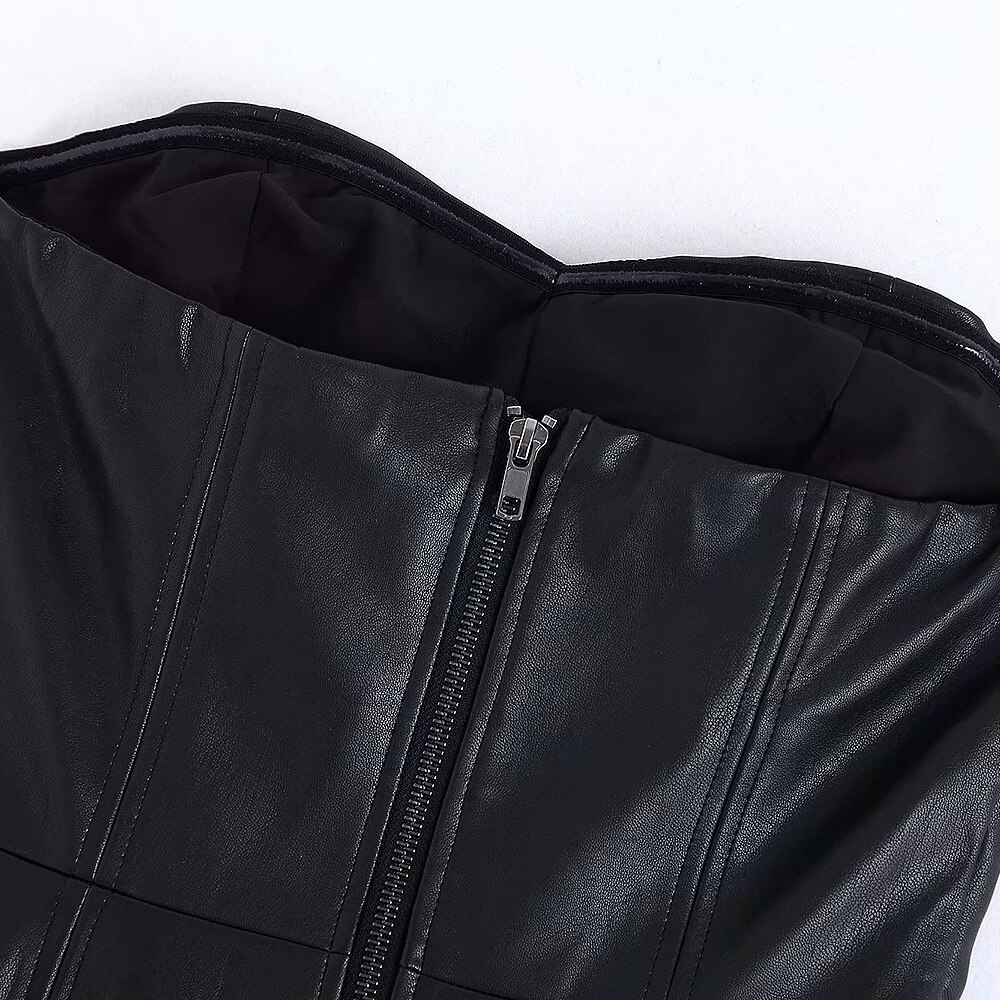 Za-Mono corto con forro de corbata recta para mujer, Peto corto de imitación de cuero, traje 06096225800 en otoño