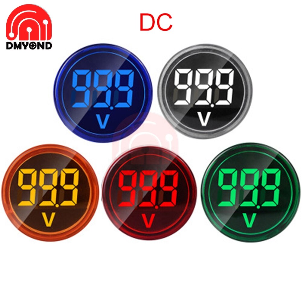 0-100v dc 12v 24v 22mm runde ledet digitalt display voltmeter spændingsmonitor indikator signal lys volt tester måleværktøjer