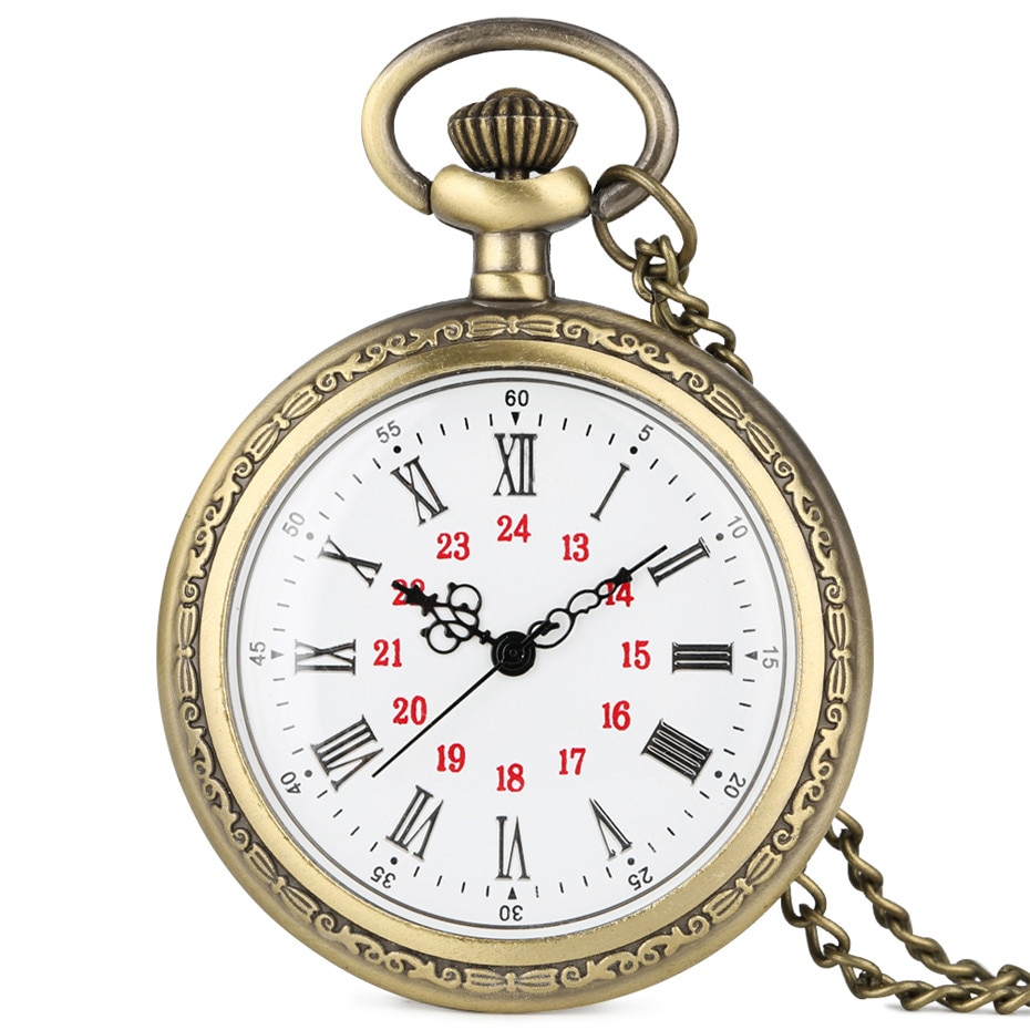 Pocket Watch Rome Vintage Charm Quartz Pocket Watch Roman Numerals D... – Grandado