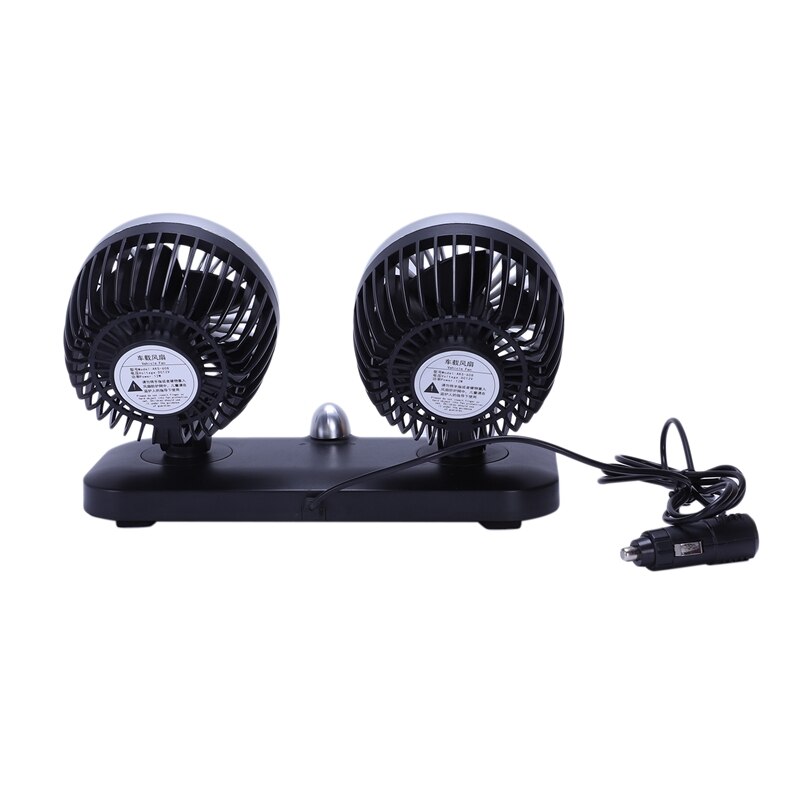 12V Mini Electric Car Fan Low Noise Summer Car Air Conditioner Rotating 2 Gears Adjustable Air Cooling Fan