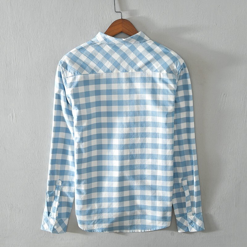 Rosa Kariertes Hemd Männer drehen-unten Kragen 100% Baumwolle Jahrgang Langarm lässig Hemden Herbst Neue Mann Kleidung Y3138