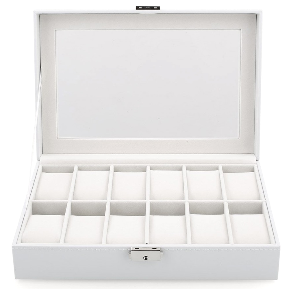 Ur display opbevaringsboks kasse hvid 12 gitre til multifunktionelle armbåndsure display kiste ure holder kiste
