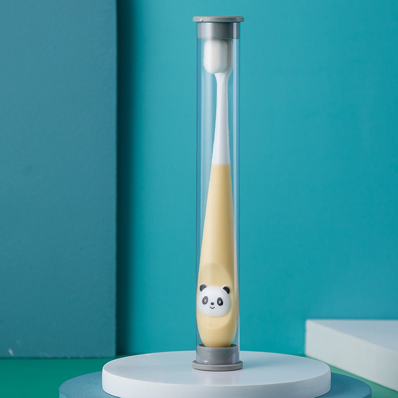 1 søt tegneserie myk tannbørste til låve egnet 1-3 år gammel jente gutt låve baby tann rengjøringsverktøy: 1 stk oransje