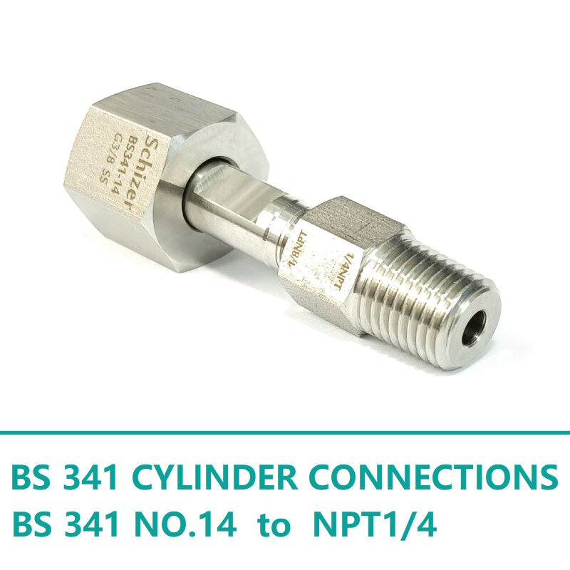 SS316L BS341 NO.3 BS341 4 6 8 14 15 Cylinder Valve Connection G5/8RHLH to NPT1/4 male Stainless Steel British Cylinder Fittings