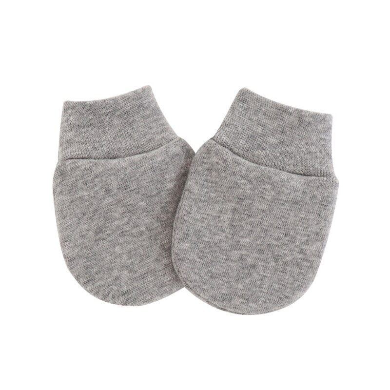 1 paar zachte katoenen handschoenen tegen krabben voor baby's, bescherming voor het gezicht en handbescherming voor baby's, benodigdheden: Grijs