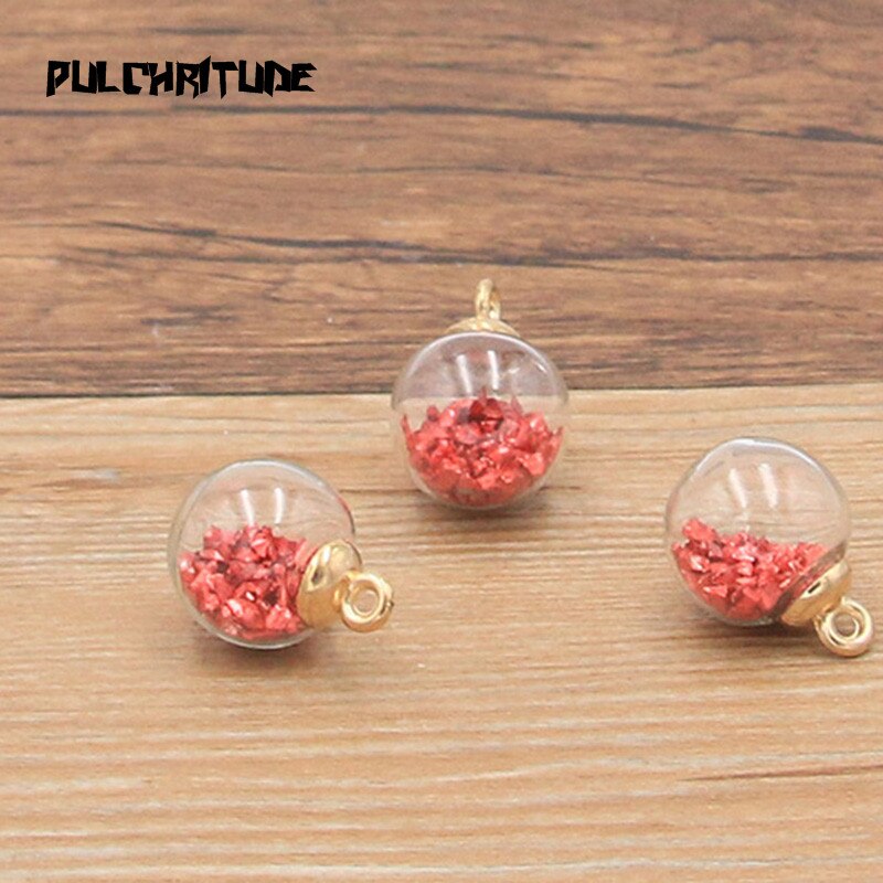 10 pçs 6 cor 16mm transparente bola de vidro charme pingente com caixa para pulseira colar jóias fazendo diy brinco encontrando: Red